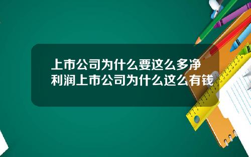 上市公司为什么要这么多净利润上市公司为什么这么有钱