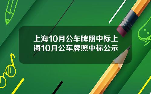 上海10月公车牌照中标上海10月公车牌照中标公示