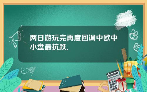 两日游玩完再度回调中欧中小盘最抗跌.