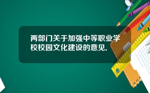 两部门关于加强中等职业学校校园文化建设的意见.