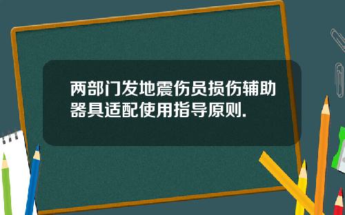 两部门发地震伤员损伤辅助器具适配使用指导原则.