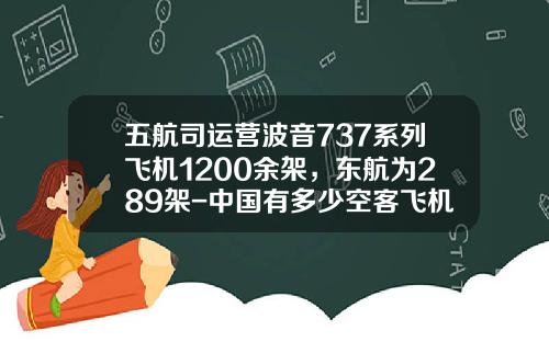 五航司运营波音737系列飞机1200余架，东航为289架-中国有多少空客飞机