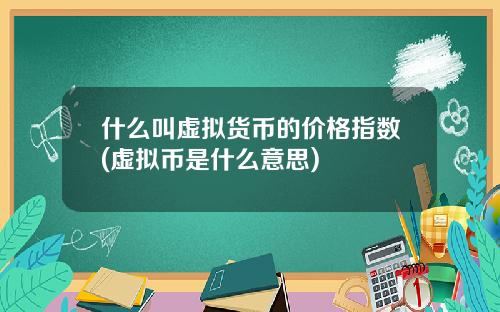 什么叫虚拟货币的价格指数(虚拟币是什么意思)