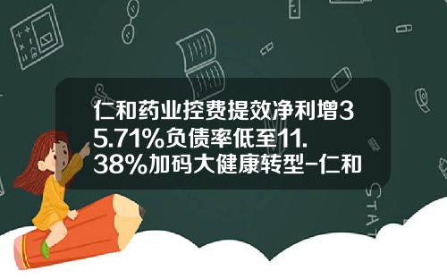 仁和药业控费提效净利增35.71%负债率低至11.38%加码大健康转型-仁和药业历史最高多少