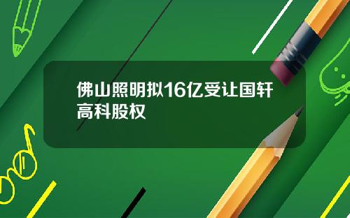 佛山照明拟16亿受让国轩高科股权