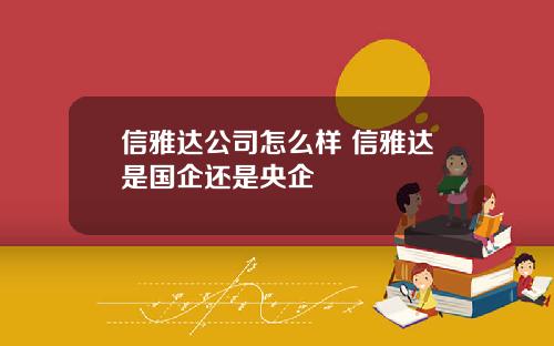 信雅达公司怎么样 信雅达是国企还是央企