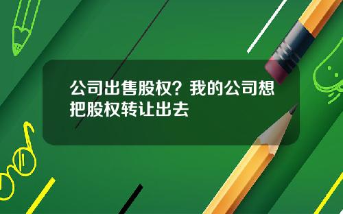 公司出售股权？我的公司想把股权转让出去