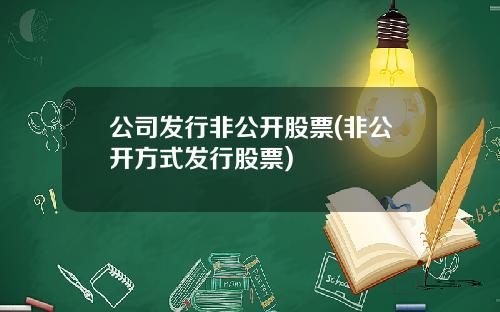 公司发行非公开股票(非公开方式发行股票)