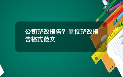 公司整改报告？单位整改报告格式范文