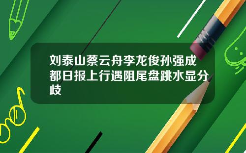 刘泰山蔡云舟李龙俊孙强成都日报上行遇阻尾盘跳水显分歧