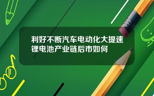 利好不断汽车电动化大提速锂电池产业链后市如何