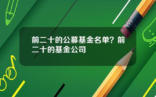 前二十的公募基金名单？前二十的基金公司