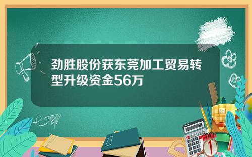 劲胜股份获东莞加工贸易转型升级资金56万