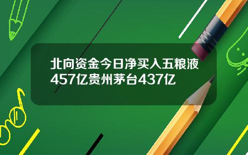 北向资金今日净买入五粮液457亿贵州茅台437亿