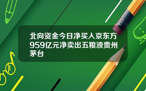 北向资金今日净买入京东方959亿元净卖出五粮液贵州茅台