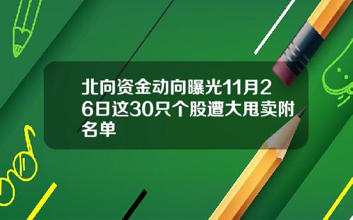 北向资金动向曝光11月26日这30只个股遭大甩卖附名单