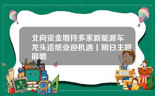 北向资金增持多家新能源车龙头造纸业迎机遇丨明日主题前瞻