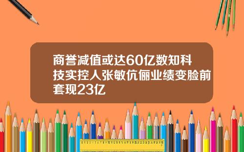 商誉减值或达60亿数知科技实控人张敏伉俪业绩变脸前套现23亿