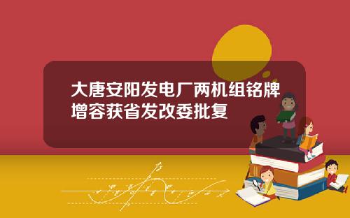 大唐安阳发电厂两机组铭牌增容获省发改委批复