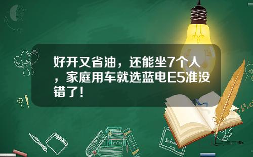 好开又省油，还能坐7个人，家庭用车就选蓝电E5准没错了！