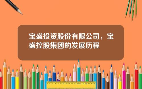 宝盛投资股份有限公司，宝盛控股集团的发展历程