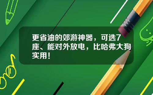 更省油的郊游神器，可选7座、能对外放电，比哈弗大狗实用！