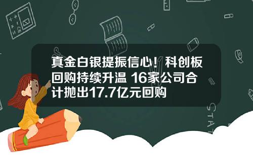 真金白银提振信心！科创板回购持续升温 16家公司合计抛出17.7亿元回购