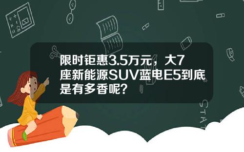 限时钜惠3.5万元，大7座新能源SUV蓝电E5到底是有多香呢？