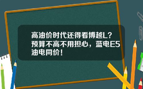 高油价时代还得看博越L？预算不高不用担心，蓝电E5油电同价！