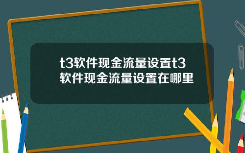 t3软件现金流量设置t3软件现金流量设置在哪里