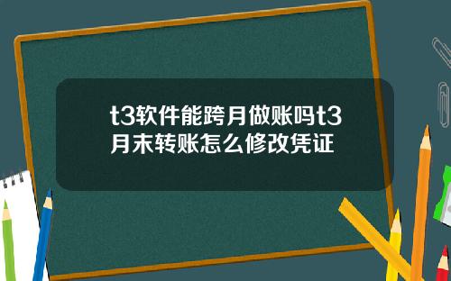 t3软件能跨月做账吗t3月末转账怎么修改凭证