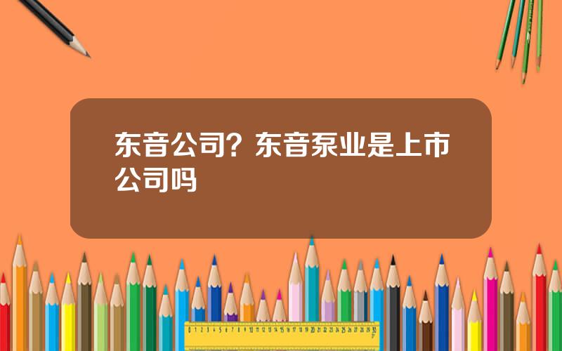 东音公司？东音泵业是上市公司吗