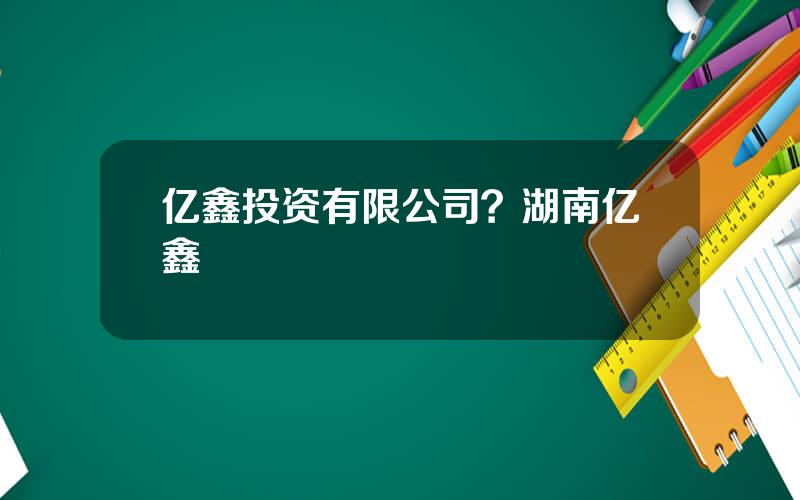 亿鑫投资有限公司？湖南亿鑫