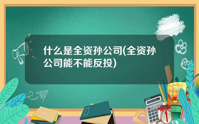 什么是全资孙公司(全资孙公司能不能反投)