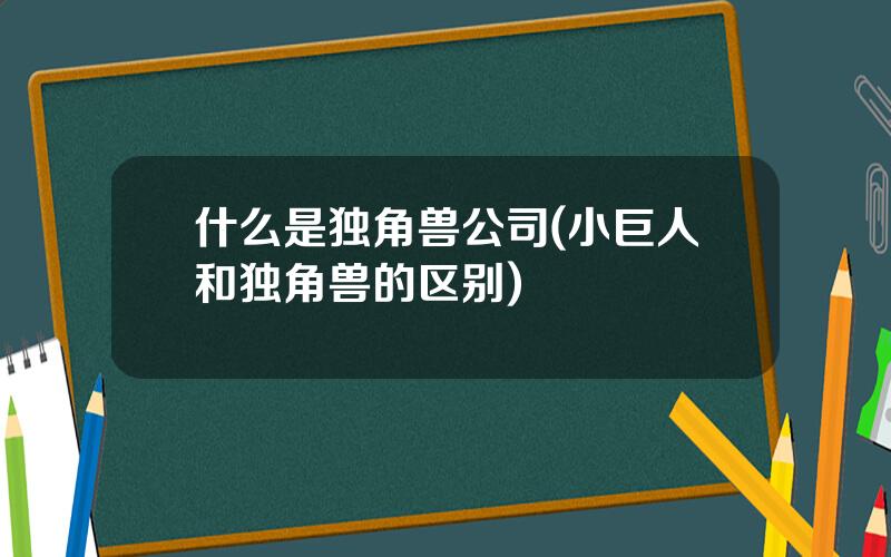 什么是独角兽公司(小巨人和独角兽的区别)