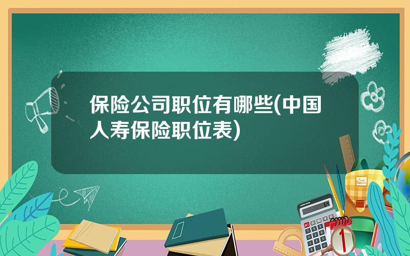 保险公司职位有哪些(中国人寿保险职位表)