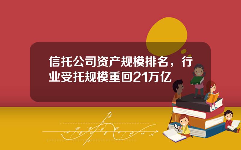 信托公司资产规模排名，行业受托规模重回21万亿