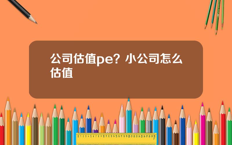 公司估值pe？小公司怎么估值