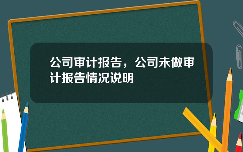 公司审计报告，公司未做审计报告情况说明