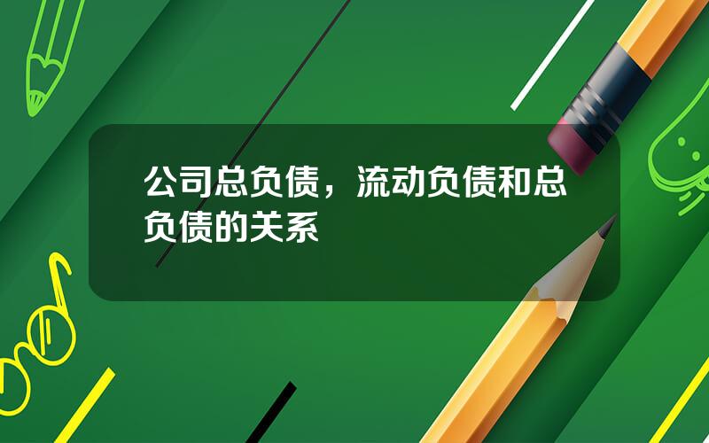 公司总负债，流动负债和总负债的关系