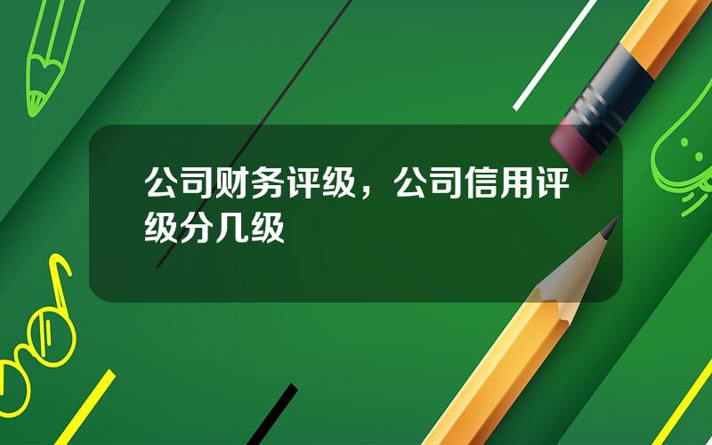 公司财务评级，公司信用评级分几级