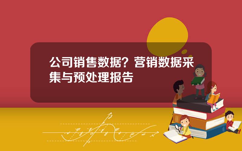 公司销售数据？营销数据采集与预处理报告