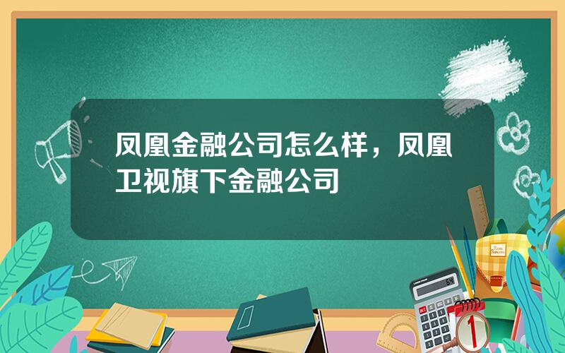 凤凰金融公司怎么样，凤凰卫视旗下金融公司