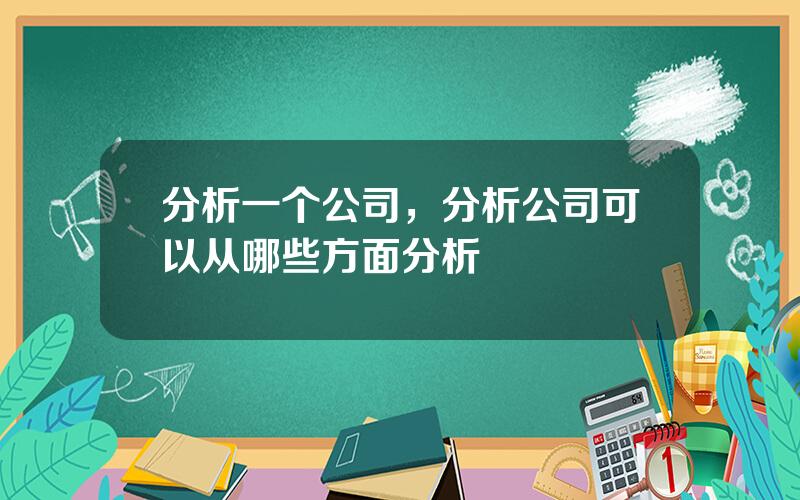 分析一个公司，分析公司可以从哪些方面分析