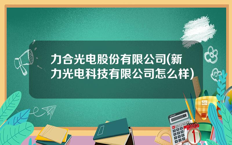 力合光电股份有限公司(新力光电科技有限公司怎么样)