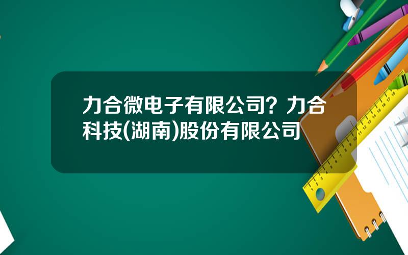 力合微电子有限公司？力合科技(湖南)股份有限公司