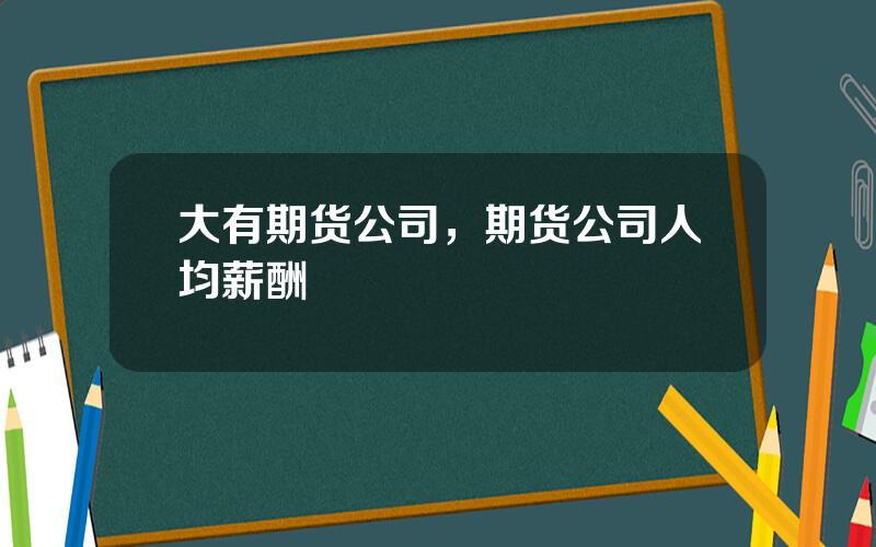 大有期货公司，期货公司人均薪酬