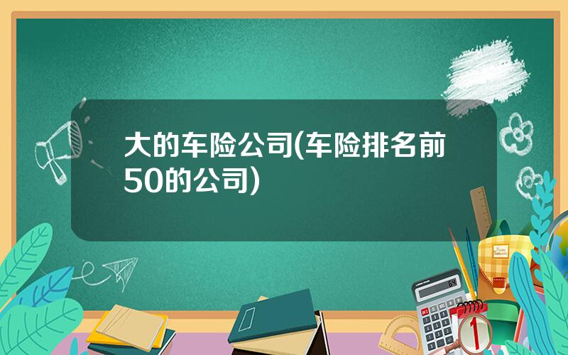 大的车险公司(车险排名前50的公司)