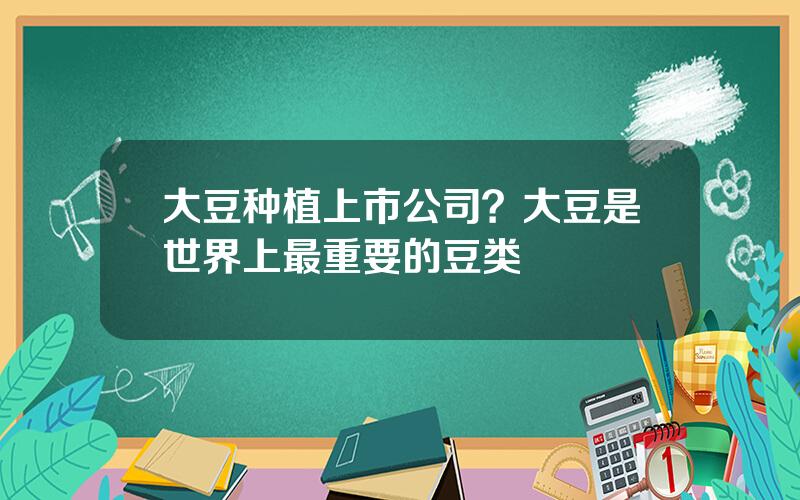 大豆种植上市公司？大豆是世界上最重要的豆类