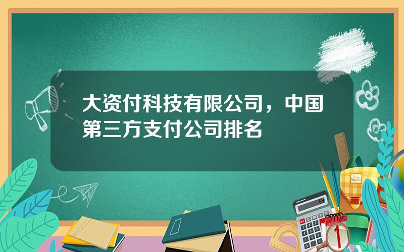 大资付科技有限公司，中国第三方支付公司排名